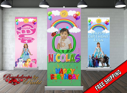 Retractable Birthday Banner, Custom Birthday Banner, Picture Banner, Pop Up Birthday Banner, Retractable Picture Banner, Roll Up Banner,