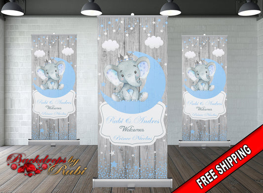 Elephant Retractable Banner, Elephant banner, Elephant Safari Baby Shower Retractable, It's a Boy Elephant, Safari Banner Baby shower