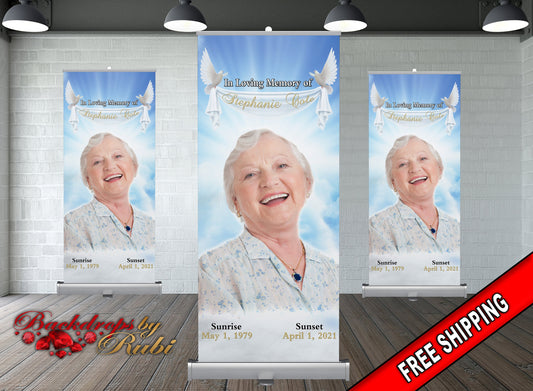 Memorial Retractable Banner, Funeral Banner, In Loving Memory Retractable, Memorial Banner, Happy Heavenly Birthday, Memorial Photo Backdrop