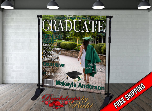 Magazine Cover Backdrop, Magazine Graduation, Magazine Class of 2024, Magazine Senior Prom Backdrop, Graduation Backdrop, Graduation Banner