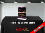 Table Top Banner Stand, Logo Step and Repeat Business Event Banner, Trade Show Banner, Pop Up Shop, Retractable Banner Table  Banner