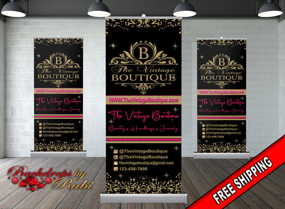 Retractable Logo Banner, Logo Step and Repeat Business Event Banner, Trade Show Banner, Pop Up Shop, Retractable Banner, Roll Up Banner,