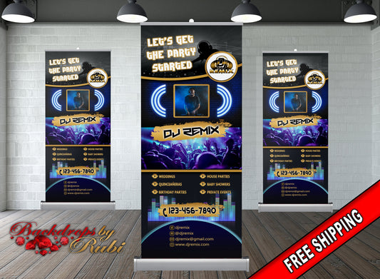 Retractable Logo Banner, DJ Retractable Logo Banner, DJ Trade Show Banner, DJ Pop Up Shop, Dj Retractable Banner, Dj Roll Up Banner