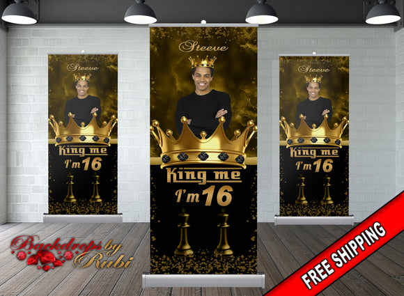 The King Men's Birthday Retractable, The king Banner, The King Retractable Banner, The King Roll Up Banner, The King Retractable Banner