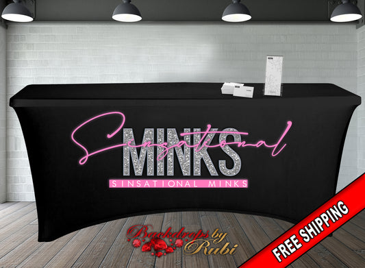 Stretch Table Cloth, Stretch Table Cover, Full Color Trade Show Table Throw, Personalized Tablecloth , Logo Table Throw, Logo Table Cover