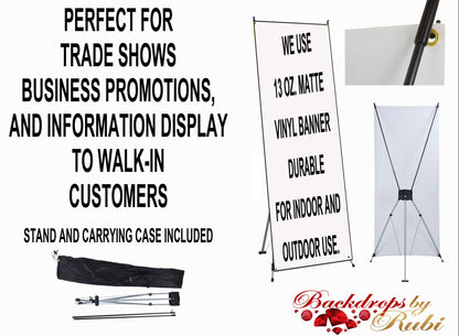 X-Stand Logo Banner, Logo Step and Repeat Business Event Banner, Trade Show Banner, Pop Up Shop, X-Stand Banner, X-Stand Logo banner, XStand